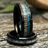 Men's 8mm Tungsten Deer Antler Crushed Turquoise Black Engagement Wedding Band